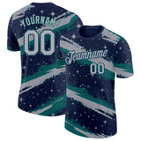 Custom Navy Gray-Teal Brush Stroke Splatter Starburst Performance T-Shirt