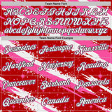 Custom Red White Pink-Black Brush Stroke Splatter Starburst Performance T-Shirt