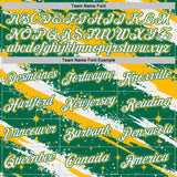 Custom Kelly Green White-Gold Brush Stroke Splatter Starburst Performance T-Shirt