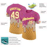 Custom Pink Cream-Gold Ice Cream Waffle Foodie Dessert Performance T-Shirt