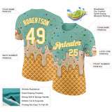 Custom Ice Blue Cream-Gold Ice Cream Waffle Foodie Dessert Performance T-Shirt