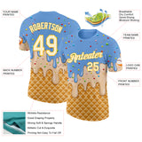Custom Light Blue Cream-Gold Ice Cream Waffle Foodie Dessert Performance T-Shirt