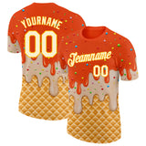 Custom Orange Cream-Gold Ice Cream Waffle Foodie Dessert Performance T-Shirt