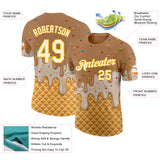 Custom Tan Cream-Gold Ice Cream Waffle Foodie Dessert Performance T-Shirt