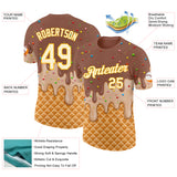 Custom Caramel Brown Cream-Gold Ice Cream Waffle Foodie Dessert Performance T-Shirt