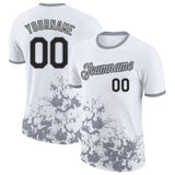Custom White Black-Gray Brush Stroke Splatter Performance T-Shirt