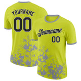 Custom Neon Yellow Black-Gray Brush Stroke Splatter Performance T-Shirt