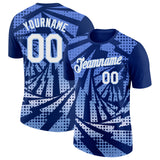 Custom Royal White-Light Blue Lightning Gradient Dot Performance T-Shirt