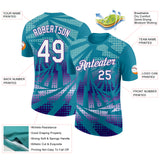 Custom Teal White-Purple Lightning Gradient Dot Performance T-Shirt