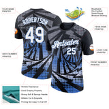 Custom Black White-Light Blue Lightning Gradient Dot Performance T-Shirt
