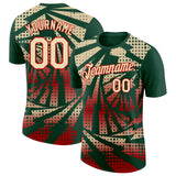 Custom Green Cream-Red Lightning Gradient Dot Performance T-Shirt