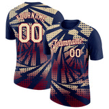 Custom Navy Cream-Maroon Lightning Gradient Dot Performance T-Shirt