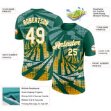 Custom Kelly Green White-Gold Lightning Gradient Dot Performance T-Shirt