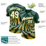 Custom Green White-Gold Lightning Gradient Dot Performance T-Shirt