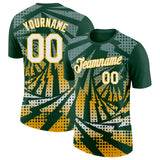 Custom Green White-Gold Lightning Gradient Dot Performance T-Shirt