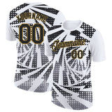 Custom White Black Gray-Old Gold Lightning Gradient Dot Performance T-Shirt