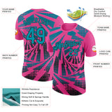 Custom Pink Teal-Black Lightning Gradient Dot Performance T-Shirt