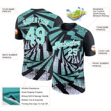 Custom Black Ice Blue-White Lightning Gradient Dot Performance T-Shirt