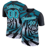 Custom Black Teal-White Lightning Gradient Dot Performance T-Shirt