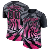 Custom Black White-Pink Lightning Gradient Dot Performance T-Shirt