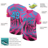 Custom Pink Sky Blue-Black Lightning Gradient Dot Performance T-Shirt