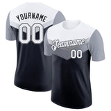 Custom White Black-Gray Geometric V-Lines Color Block Performance T-Shirt