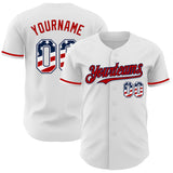 Custom White USA Flag Navy-Red Authentic Baseball Jersey