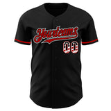 Custom Black USA Flag White-Red Authentic Baseball Jersey