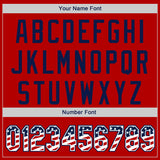 Custom Red USA Flag White-Navy Authentic Baseball Jersey