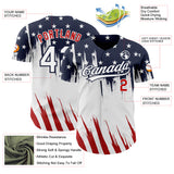 Custom Navy Red-White USA American Flag Authentic Baseball Jersey