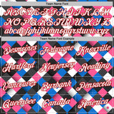 Custom Black White Blue Pink-Red Geometric Digital Mosaic Performance T-Shirt