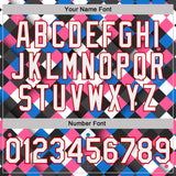 Custom Black White Blue Pink-Red Geometric Digital Mosaic Performance T-Shirt