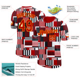 Custom Red Black White-Gold Geometric Digital Mosaic Performance T-Shirt