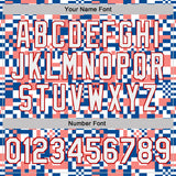 Custom White Blue Pink-Red Geometric Digital Mosaic Performance T-Shirt