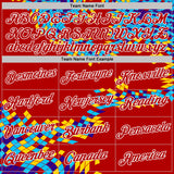 Custom Red Blue Yellow-White Geometric Digital Mosaic Performance T-Shirt