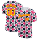 Custom White Gold Gray Pink-Orange Geometric Digital Mosaic Performance T-Shirt