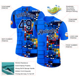 Custom Blue Navy Yellow Red-White Geometric Digital Mosaic Performance T-Shirt