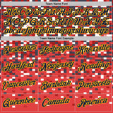 Custom Red Navy-Gold Geometric Digital Mosaic Performance T-Shirt