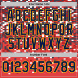 Custom Red Navy-Gold Geometric Digital Mosaic Performance T-Shirt
