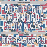 Custom White Blue Pink-Navy Geometric Digital Mosaic Performance T-Shirt