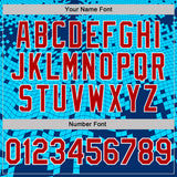 Custom Blue Red-White Geometric Digital Mosaic Performance T-Shirt