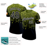Custom Green Black-White Geometric Digital Mosaic Performance T-Shirt