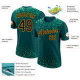 Custom Green Brown-Gold Geometric Digital Mosaic Performance T-Shirt