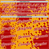 Custom Red Yellow-White Geometric Digital Mosaic Performance T-Shirt