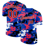 Custom Thunder Blue Red Pink Black-White Geometric Digital Mosaic Performance T-Shirt