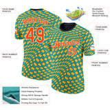 Custom Green Orange Yellow Black-White Geometric Digital Mosaic Performance T-Shirt