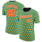 Custom Green Orange Yellow Black-White Geometric Digital Mosaic Performance T-Shirt