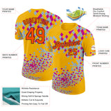 Custom Gold Orange Gray Purple-Black Geometric Digital Mosaic Performance T-Shirt