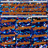Custom Blue Crimson-Gold Geometric Digital Mosaic Performance T-Shirt