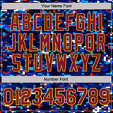 Custom Blue Crimson-Gold Geometric Digital Mosaic Performance T-Shirt